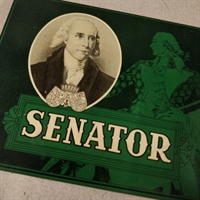 senator cigar grøn blikæske gammel tobaksæske